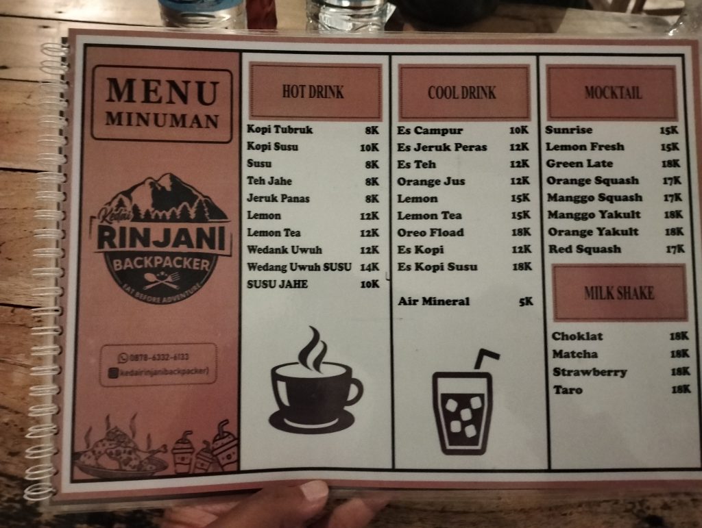 menu minuman kedai